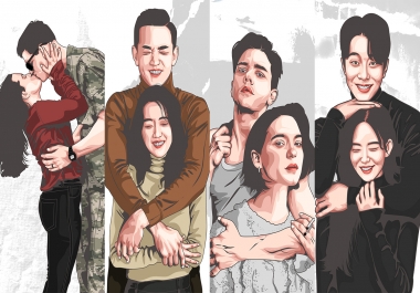 I WILL DRAW A SWEET COUPLE CARTOON VECTOR ART PORTRAIT FOR YOU
