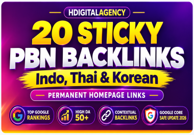 20 Sticky PERMANENT PBN Backlinks Indo,  Thai & Korean google core safe update 2026