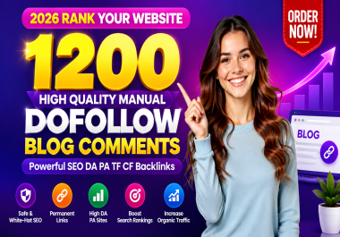 Get 1200 High Quality Manual Dofollow Blog Comments Powerful SEO DA DR PA Backlinks