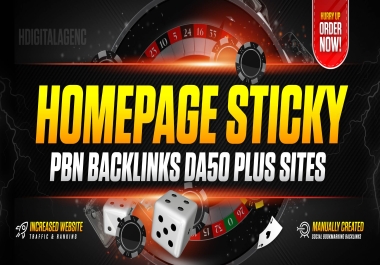 Make 300 Sticky Homepage PBN DA50+ Permanent Backlinks Top-Class Indexed