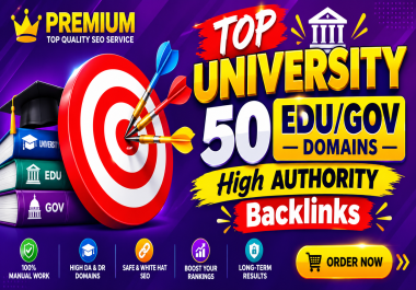 Premium TOP University 50 EDU/GOV Domains High AUTHORITY Backlinks