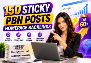 Make 150 Sticky Homepage PBN DA55+ Permanent Quick index Backlinks