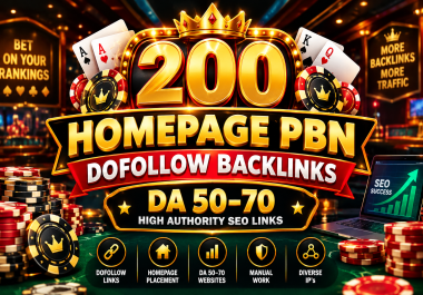 200 Homepage PBN Do-follow Backlinks DA 50- 70 High Authority SEO Links
