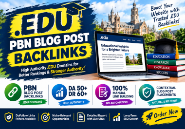 10 High Authority. EDU PBN Blog Post Backlinks DA50+ DR60+