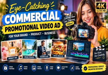 I will do video editing,  4k commercial promotional video ads