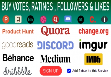Marketing change. org Behance Dribble Goodreads Imdb Quora Discord Etc.