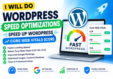 I will do wordpress speed optimizations,  speed up wordpress,  core web vitals score