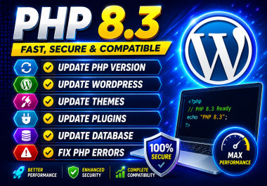 I will update php version of wordpress website to php 8 and fix php errors and issues