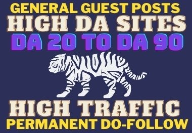 I will do guest post on high DA sites with dofollow backlink.
