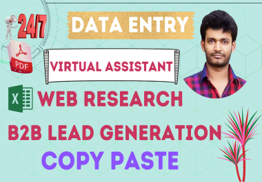 As a Virtual Assistant for Data entry,  Copy paste,  Web research and Typing