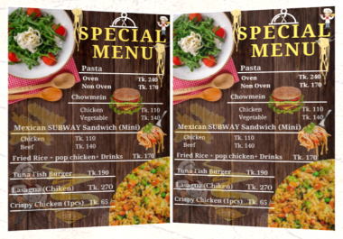 I Will create professional menu card for you