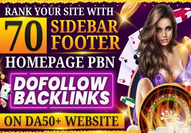 Rank your site with 70 Sidebar/ Footer Homepage PBN Backlinks On DA50+ Website