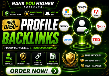 I will create 100 manual SEO profile backlinks on authority websites