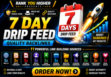 7 Day Drip Feed All in One SEO Package High Quality Backlinks