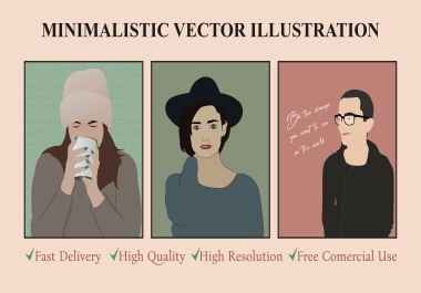 I will create minimalistic vector portrait from a picture