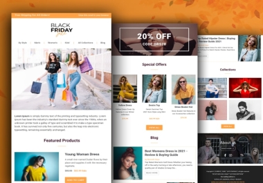 I will design professional mailchimp and klaviyo email template,  newsletter for email marketing
