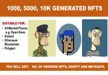 I WILL GENERATE 1K,  5K AND 10000 NFTS