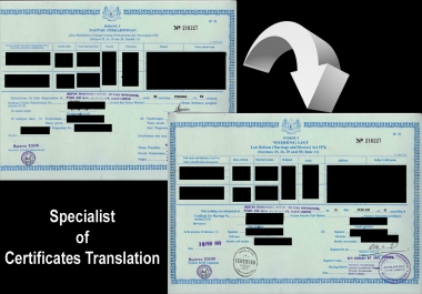 I will do a certified or sworn translation of degree,  diploma,  and certificate