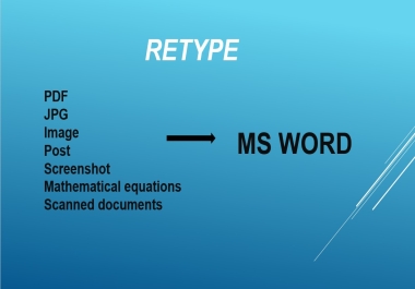 I can do a fast typing job,  pdf,  jpg or any type of doc to ms word
