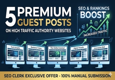 I will publish 5 premium guest posts on high traffic authority websites.