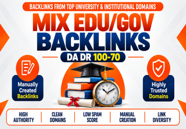 MIX EDU/GOV BACKLINKS FROM TOP UNIVERSITY & INSTITUTIONAL DOMAINS