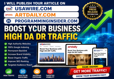 I Will Publish your article on Usawire. com,  Artdaily. com,  Programminginsider. com