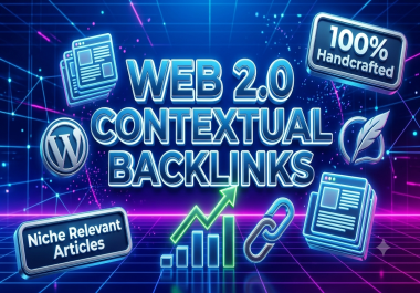 manually create 5 High Authority Web 2.0 Contextual Backlinks with Articles