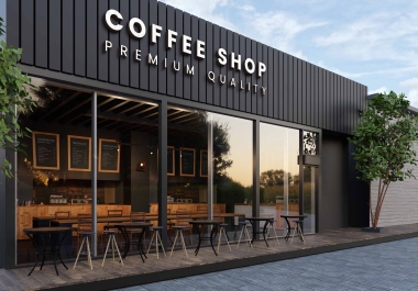 I will put your logo on 99+ Restaurant & Coffee Shop Signage Mockup