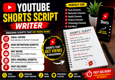 I Will Write Engaging YouTube Shorts Scripts