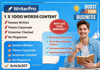 I will write 1000 words SEO article and content writing on any topic