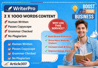 I will write a suitable 2000 words article and content writing on any topic