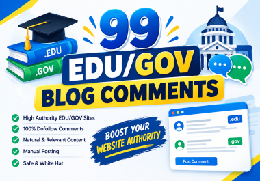 UNIQUE 99 EDU/GOV BLOG COMMENTS BACKLINKS MANUAL SEO LINK BUILDING