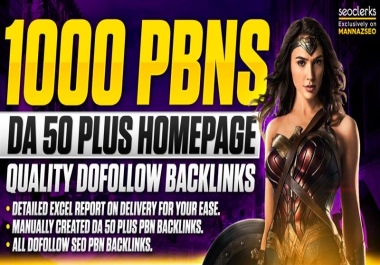1000 Homepage PBN DA50+ Unique Domains dofollow backlinks