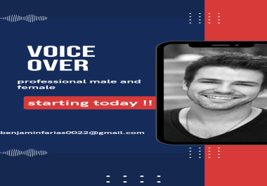 I will record an English American male voice and a female voice depending on your preference,  today