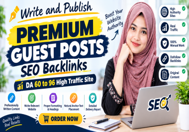 I will do 5 SEO guest post backlink,  high da USA Traffic,  publish article 5