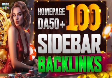 100 Blogroll/Sidebar Homepage Dofollow Backlinks DA/DR 50+