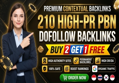 BUY 2 GET 1 FREE - 210 High-PR PBN Dofollow Contextual Backlinks