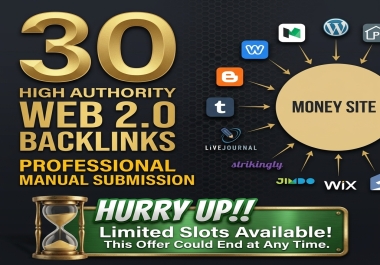 30 Authority Web 2.0 Manual Backlinks