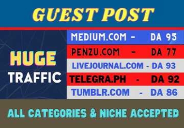 Write and quickly publish 5 dofollow guest post on high da dr guest posts sites