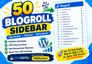 Boost Your Website's DA with 50+ Sidebar,  Blogroll,  and Footer Backlinks
