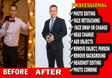 I will do high quality photo image editing,  retouching,  photo enhancement and background removal