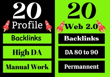 I will 20 Web 2.0 DA 70+ and 20 Profile Backlinks,  PR9 DA 80+Google rank Sites