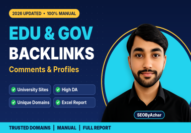 I will build manual high DA EDU and GOV backlinks from university websites