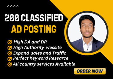 I will do 200 classified ad posting on top rated classified ad submission sites
