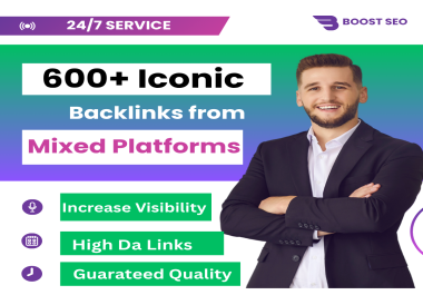 Get 600+ quality backlinks from mixed platforms