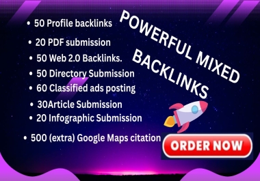 Manually create 280 powerful Mixed Do follow backlinks, Profile, classified ads, web2.0, maps citation