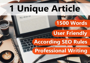 1 Unique article on general topics - 1500 words + 3 unique photos
