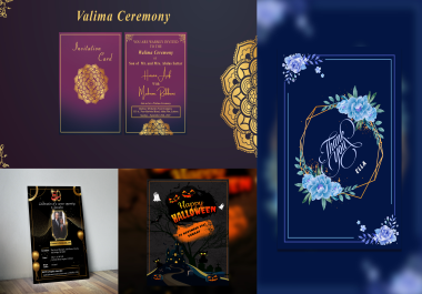 I will design invitation cards,  wedding cards and birthday cards for you