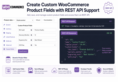 I will create custom WooCommerce product fields with REST API support