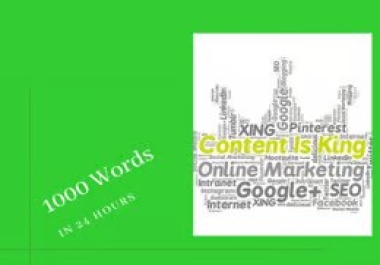 You will get Content writer to write a blog and SEO Article Writer delivery in 24 hours